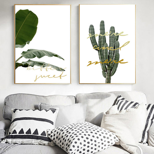 Posters And Prints Wall Art Canvas Painting Canvas Pictures For Living Room Nordic Decoration  Leaf And Cactus No Poster Frame