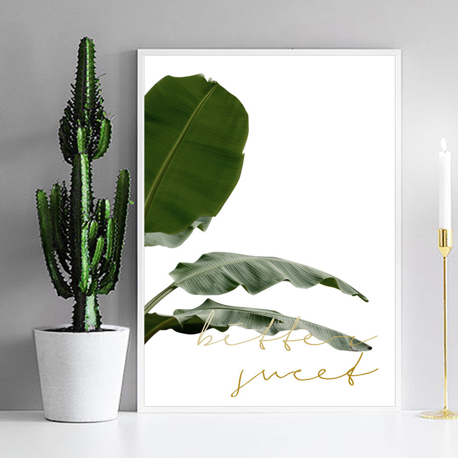 Posters And Prints Wall Art Canvas Painting Canvas Pictures For Living Room Nordic Decoration  Leaf And Cactus No Poster Frame