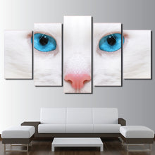 Load image into Gallery viewer, HD Printed 5 Piece Canvas Art White Cat Blue Eyes Painting Framed Wall Pictures for Living Room Modern Free Shipping NY-6961C

