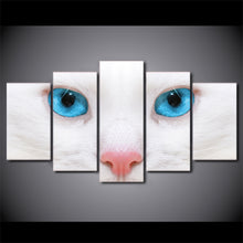 Load image into Gallery viewer, HD Printed 5 Piece Canvas Art White Cat Blue Eyes Painting Framed Wall Pictures for Living Room Modern Free Shipping NY-6961C
