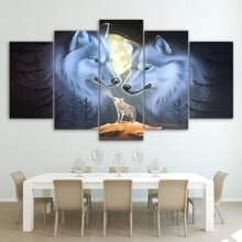 Load image into Gallery viewer, HD Printed 5 Piece Canvas Art Abstract White Wolf Couple Painting Moon Wall Pictures for Living Room Free Shipping CU-1676A
