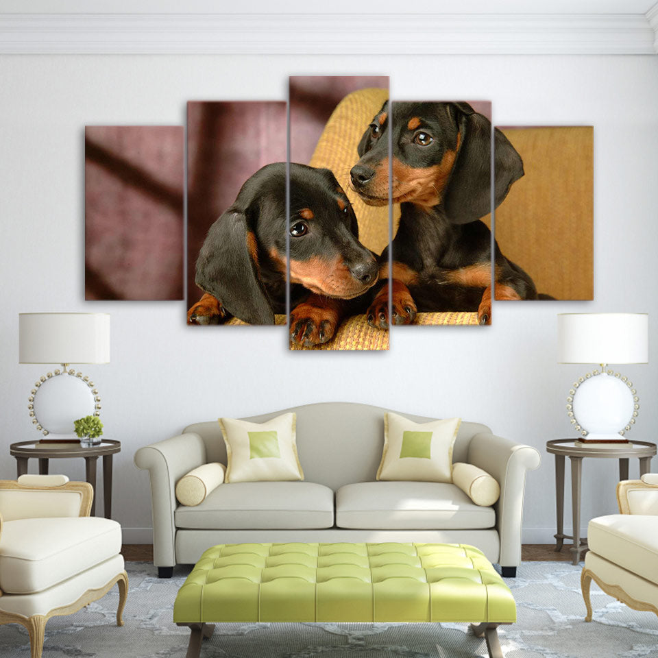 HD Printed 5 Piece Canvas Art Dachshund Dog Breed Painting Framed Wall Pictures For Living Room Bedroom Free Shipping CU-1620A