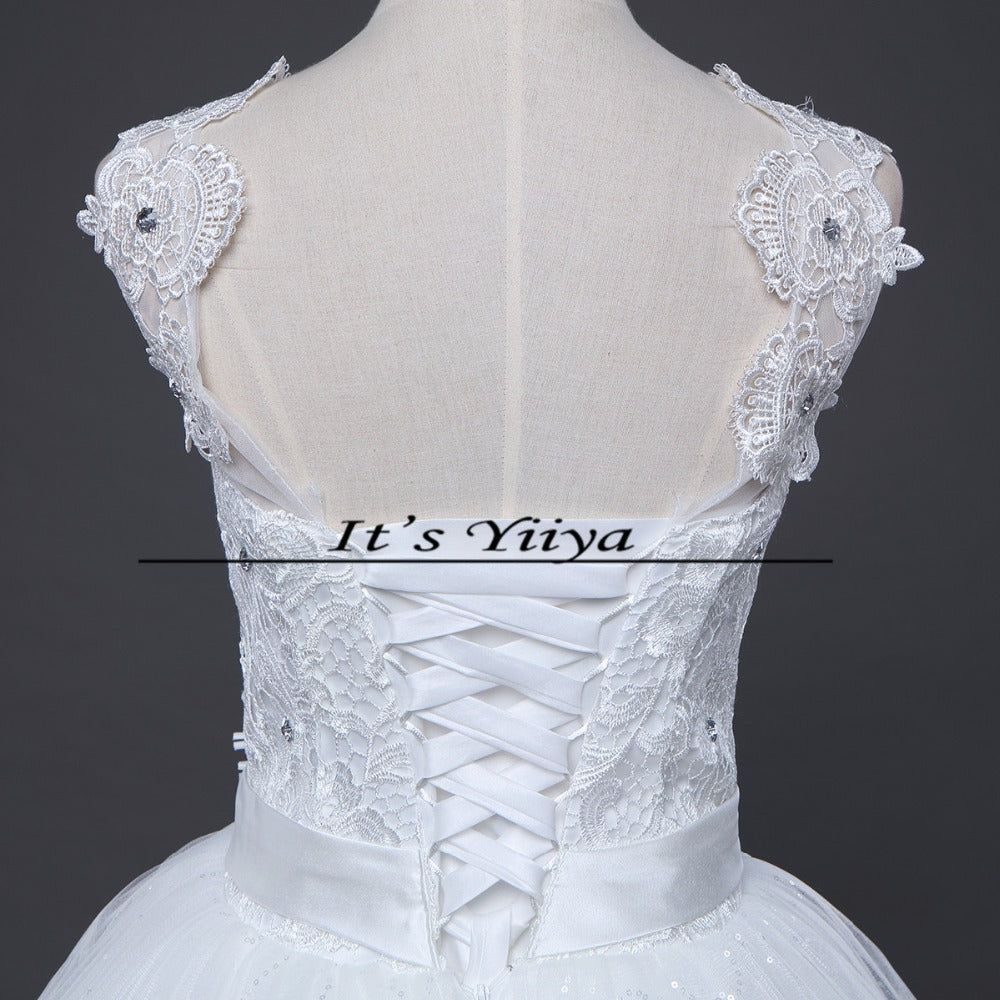 Free Shipping New 2016 White Wedding dresses Fashion Bride Wedding frocks Princess Wedding gowns Lace Sexy Vestidos De Novia H46