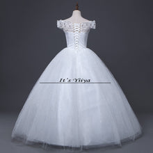 Load image into Gallery viewer, Free shipping YiiYa 2016 Red White Boat Neck Wedding Dresses Princess Gowns Bridal Frocks Short Sleeves Vestidos De Novia XXN143
