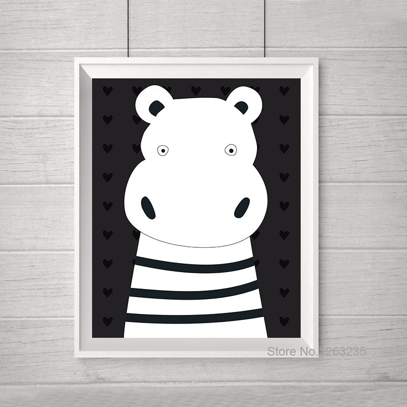 Wall Art Canvas Painting Art Prints Paintings Hippo Star Nursery Wall Pictures For Living Room Nordic Decoration Poster Unframed
