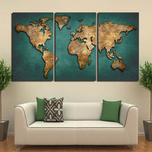 Load image into Gallery viewer, HD Printed 3 Piece Canvas Art World Map Canvas Painting Vintage Continent Wall Pictures for Living Room Free Shipping NY-7022D
