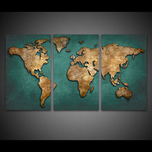 Load image into Gallery viewer, HD Printed 3 Piece Canvas Art World Map Canvas Painting Vintage Continent Wall Pictures for Living Room Free Shipping NY-7022D
