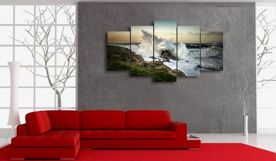 HD Printed wave crashing on rock picture Painting wall art room decor print poster picture canvas Free shipping/ny-776