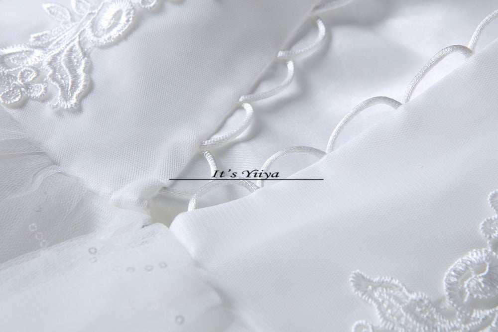 Free shipping 2016 Sequins O-neck White Wedding Dresses Princess Vestidos De Novia Wedding Ball Gowns Cheap Wedding Frocks HS230