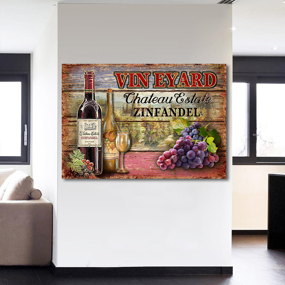HD Printed 1 Piece Canvas Art Vintage Wall Paintings Grape Wine Drink Poster for Winery Wall Decoration Free Shipping CU-1652C