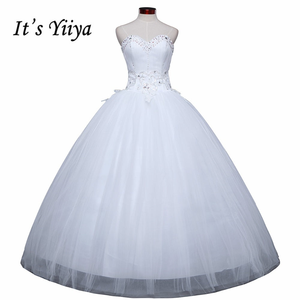 Free shipping cheap white wedding frock lace up princess wedding dress romantic wedding gown dresses Vestidos De Novia H39
