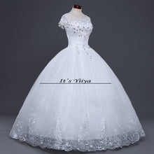 Load image into Gallery viewer, Free shipping White Wedding Ball Gowns Flowers Short Sleeves Cheap Princess Vestidos De Novia Wedding Frock Bride Dress HS233

