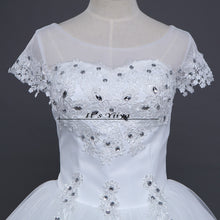 Load image into Gallery viewer, Free shipping White Wedding Ball Gowns Flowers Short Sleeves Cheap Princess Vestidos De Novia Wedding Frock Bride Dress HS233
