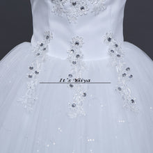 Load image into Gallery viewer, Free shipping White Wedding Ball Gowns Flowers Short Sleeves Cheap Princess Vestidos De Novia Wedding Frock Bride Dress HS233

