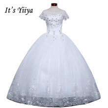 Load image into Gallery viewer, Free shipping White Wedding Ball Gowns Flowers Short Sleeves Cheap Princess Vestidos De Novia Wedding Frock Bride Dress HS233
