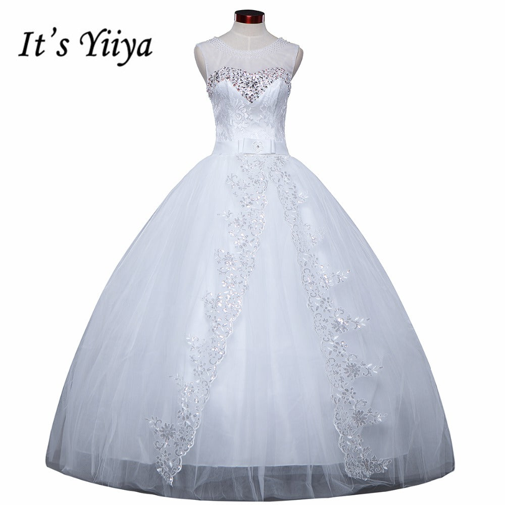 Free shipping 2015 new bridal white wedding dress princess wedding gown cheap romantic lace up bride Vestidos De Novia Y617
