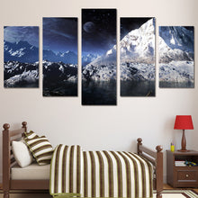 Load image into Gallery viewer, wall canvas painting for room decoration 5 piece HD print moon scenery snow mountain lake oil painting printed poster ny-6005
