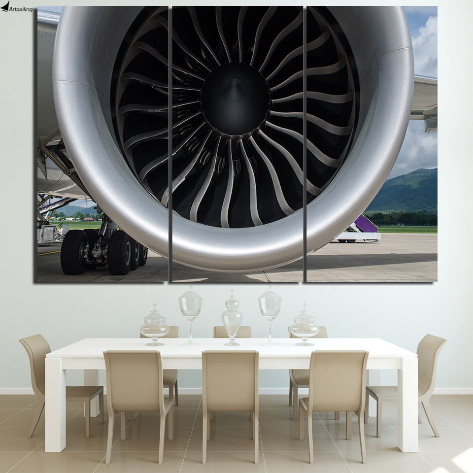 HD Printed 3 Piece Canvas Art Aero-Engine Aircraft Engine Machine Painting Wall Pictures for Living Room Free Shipping NY-6924B