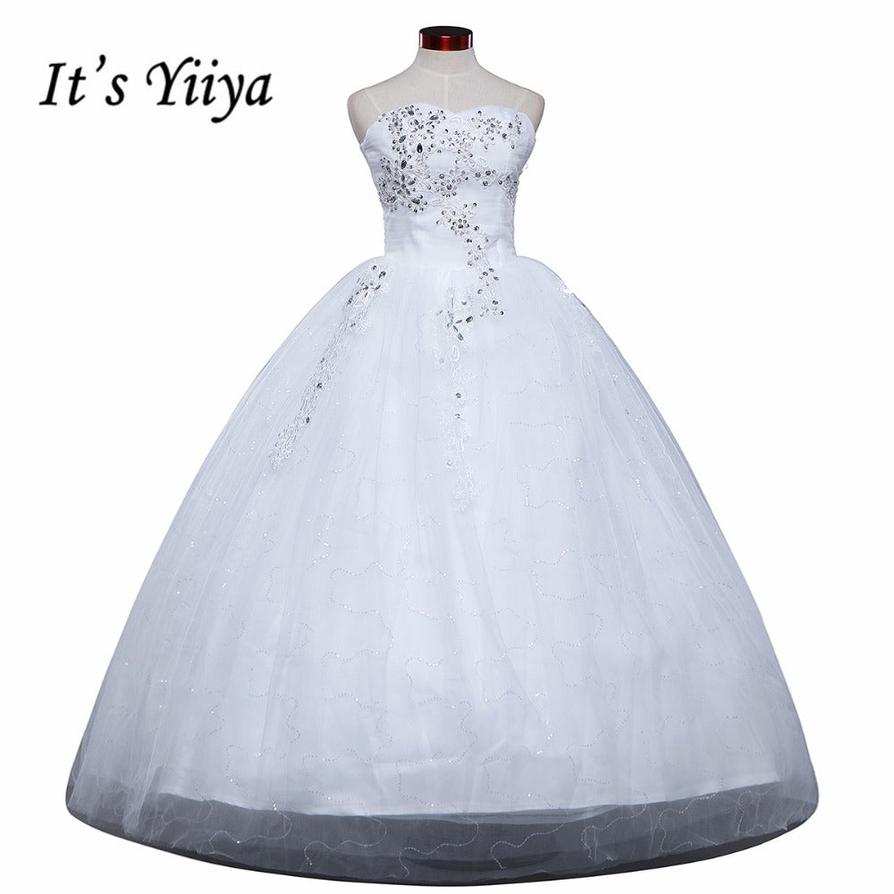 Free shipping white Wedding Dress Bride Princess Lace up Sequins Wedding Frocks Cheap Bridal Ball Gowns Vestidos De Novia HS108