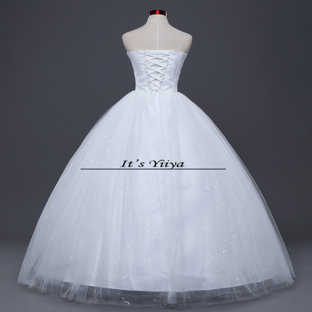 Free shipping white Wedding Dress Bride Princess Lace up Sequins Wedding Frocks Cheap Bridal Ball Gowns Vestidos De Novia HS108