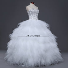 Load image into Gallery viewer, Free shipping 2016 Romantic Tulle White Wedding Dresses Luxury Bride Vestidos De Novia Princess Wedding Frocks Ball Gowns HS581
