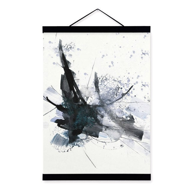 Abstract Chinese Ink Splash Wooden Framed Canvas Paintings Modern Vintage Living Room Decor Wall Art Print Picture Poster Scroll