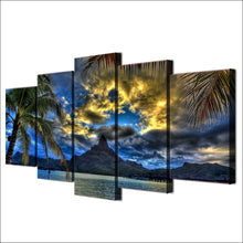 Load image into Gallery viewer, 5 Piece Canvas Art Clouds Mountain Palms Canvas Painting Wall Art Canvas Poster and Prints Wall Picture for Living Room ny-6627A
