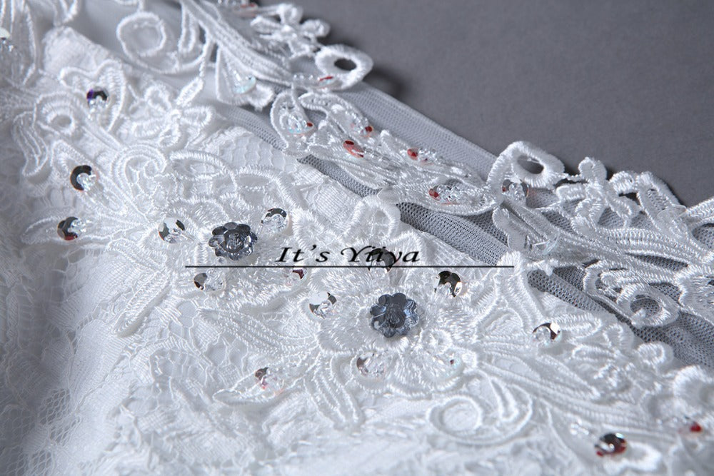 Free shipping YiiYa wedding dresses 2015 plus size lace wedding dress princess white cheap gowns bride Vestidos De Novia HS164