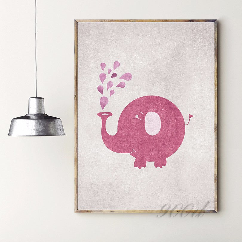 Vintage Cartoon Elephant Canvas Art Print Poster, Wall Pictures for Home Decoration, Wall Decor YE070