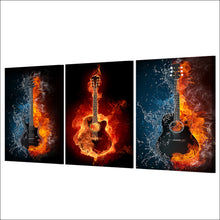 Load image into Gallery viewer, HD printed 3 Piece Burning Flame Game Music Guitar Canvas Painting for Living Room Posters and Prints Free Shipping ny-6754D
