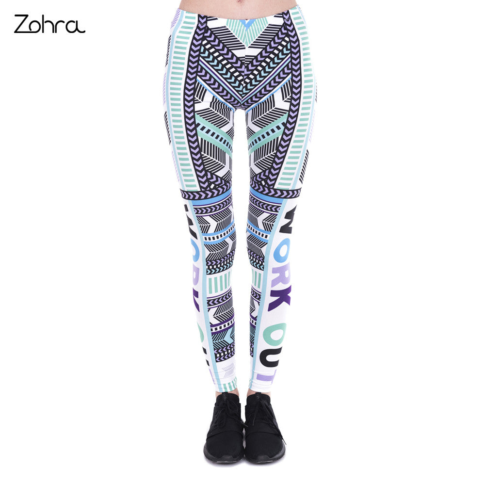 Fashion Fitness Legging Work Out Aztec Mint Printing Bottoms