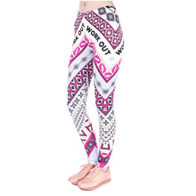 Load image into Gallery viewer, Fitness Legging Aztec Pink Printing Work Out Leggings High Waist
