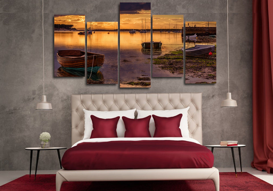 HD Printed Lake boat dock Painting on canvas room decoration print poster picture canvas Free shipping/ny-4197