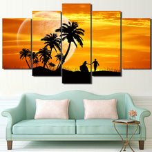 Load image into Gallery viewer, HD Printed 5 Piece Canvas Art Sunset Couple Coconut Tree Moon dusk Painting Wall Pictures for Living Room Free Shipping NY-6797A

