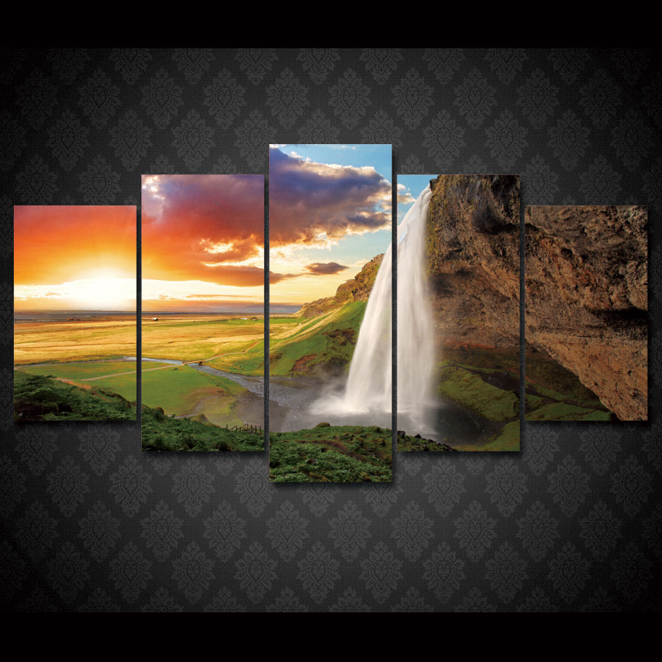 HD Printed Sunset Falls Group Painting Canvas Print room decor print poster picture canvas Free shipping/ny-1727