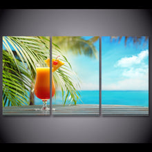 Load image into Gallery viewer, HD Printed 3 Piece Canvas Art Fruit Drink Painting Tropical Beach Seascape Wall Pictures for Living Room Free shipping NY-6970D
