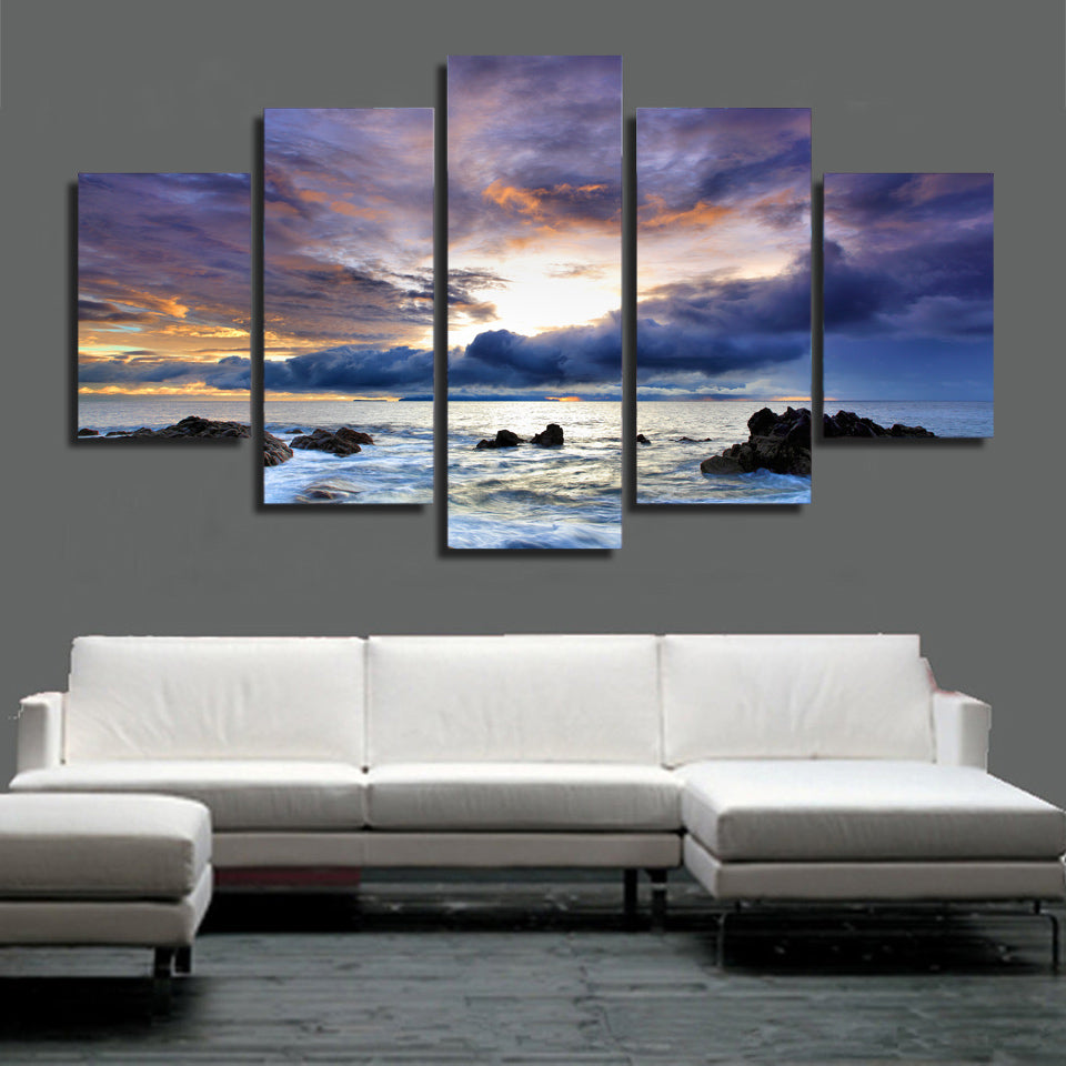 HD Printed Dark clouds seaside reefs Painting Canvas Print room decor print poster picture canvas Free shipping/BK104