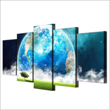 Load image into Gallery viewer, HD Printed 5 Piece Canvas Art Blue Earth Planet Modern Abstract Painting Wall Pictures for Living Room Free Shipping NY-6930A
