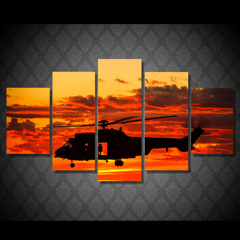 HD Printed 5 piece canvas art paintings helicopter sunset sundown room decor canvas wall art posters and prints ny-6202