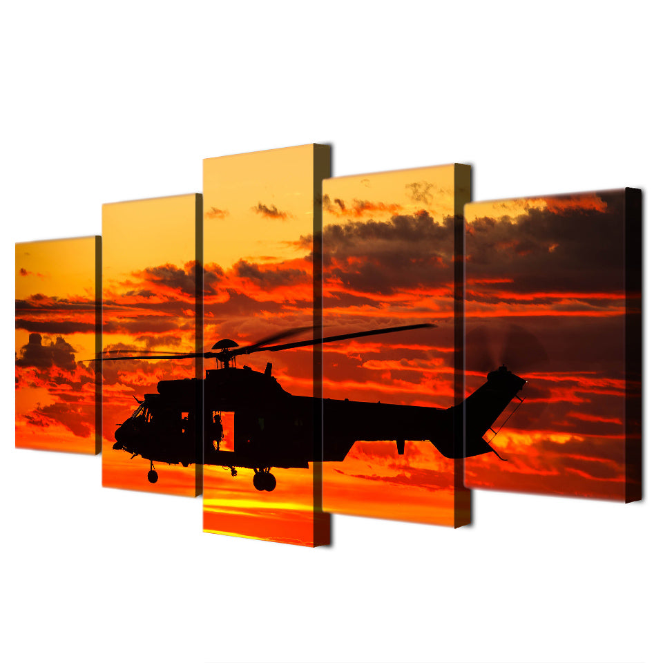HD Printed 5 piece canvas art paintings helicopter sunset sundown room decor canvas wall art posters and prints ny-6202