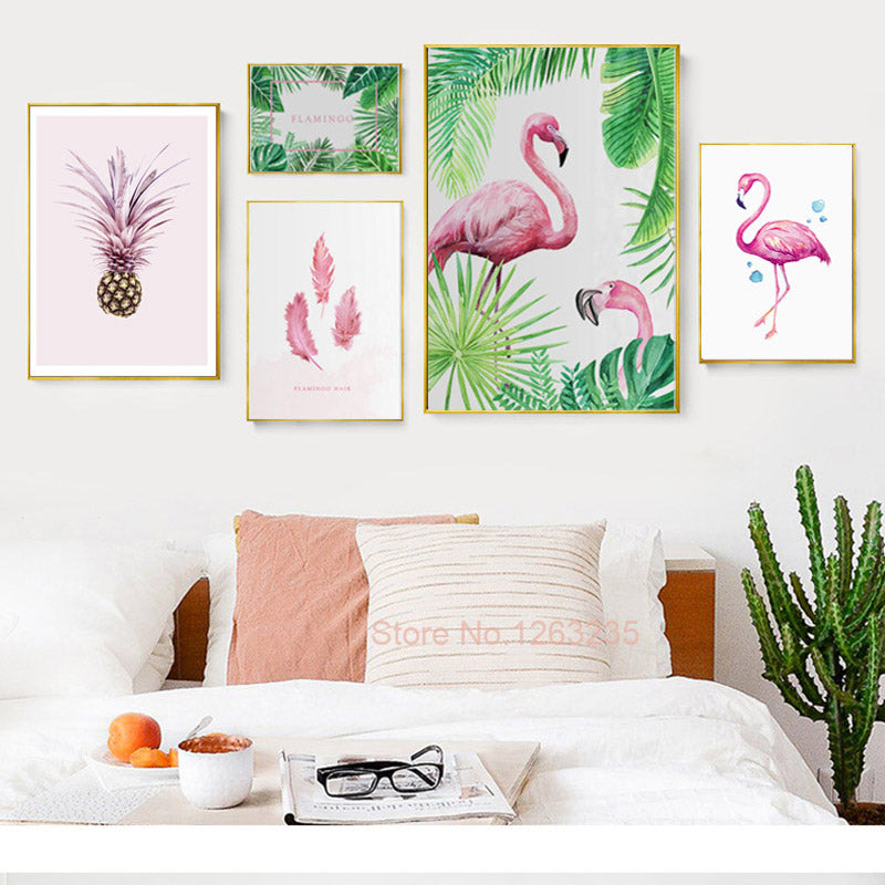 Wall Art Canvas Painting Flamingo Painting Pineapple Cuadros Decoracion Wall Pictures For Living Room Nordic No Poster Frame