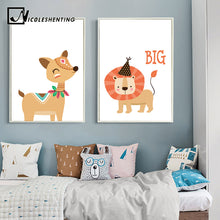 Load image into Gallery viewer, Dream Big Rabbit Bear Lion Poster Canvas Print Minimalist Cartoon Animal Wall Art Painting Decorative Picture Home Decor
