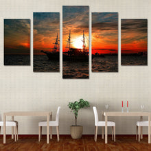 Load image into Gallery viewer, HD Printed 5 piece wall art canvas paintings seascape ocean boat sunset clouds wall decorations living room canvas art  ny-6227
