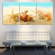 Load image into Gallery viewer, Free shipping 3 panels home decorative oil painting starfish and beach printed on canvas wall painting no frame canvas painting
