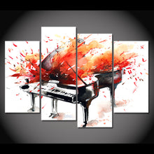 Load image into Gallery viewer, HD Printed 4 Piece Canvas Art Abstract Red Piano Painting Wall Pictures for Living Room Framed Modular Free Shipping NY-7028D
