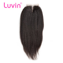 Load image into Gallery viewer, Luvin Brazilian Kinky Straight Hair Lace Closure 4x4 Bleached Knot With Baby Hair Middle Part 100% Remy Human Hair Shipping Free
