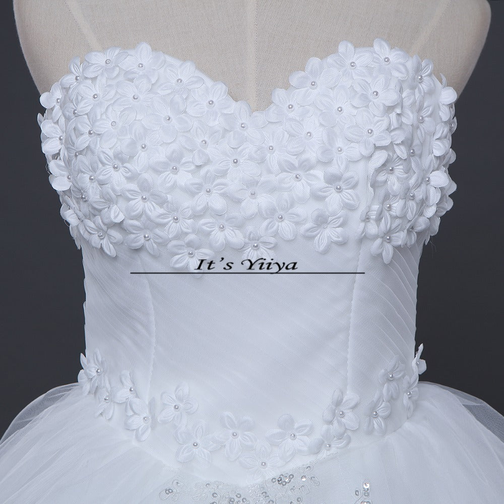 Free shipping fashion white wedding dress cheap wedding gown romantic wedding dresses frock Vestidos De Novia Y611
