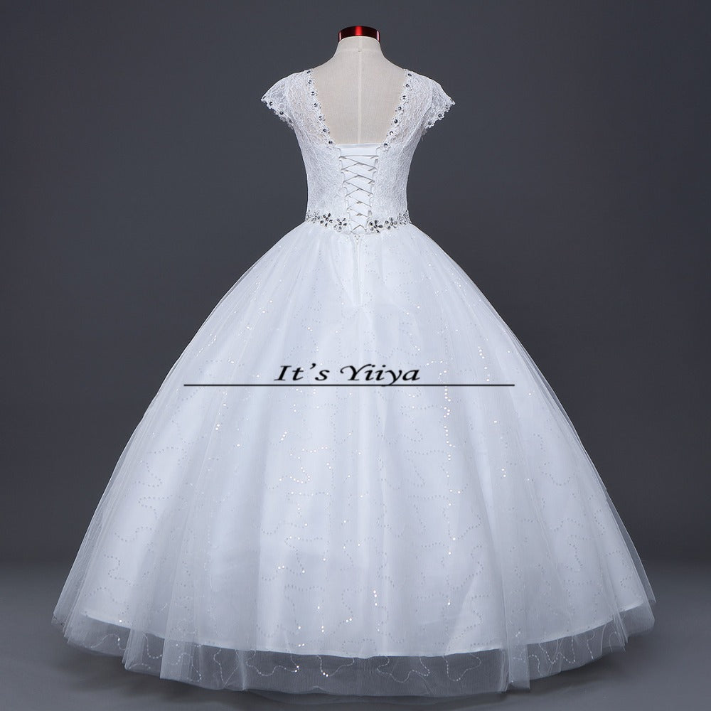 Free Shipping White or Red Cheap Lace Wedding Dress Princess Wedding Frocks Lace up Fashion Vestidos De Novia Ball gown HS587