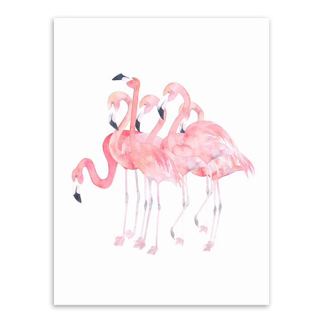 Modern Watercolor Flamingo Animal Poster A4 Big Triptych Wall Art Picture Nordic Living Room Home Decor Canvas Painting No Frame