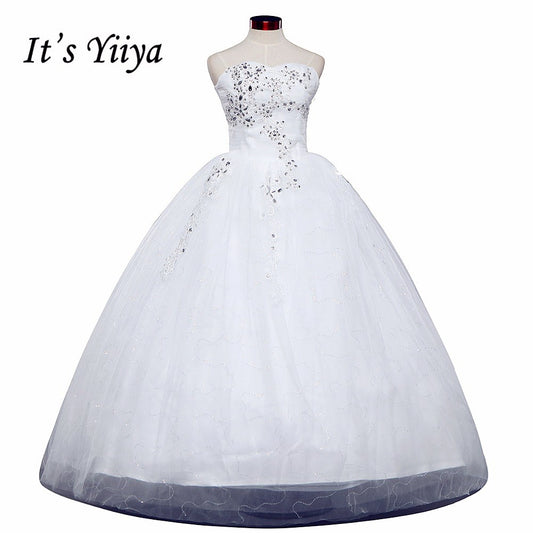 Free shipping white Wedding Dress Bride Princess Lace up Sequins Wedding Frocks Cheap Bridal Ball Gowns Vestidos De Novia HS108